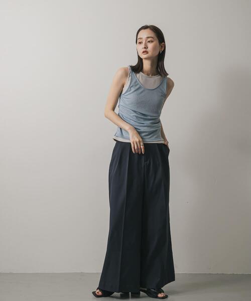 SENSE OF PLACE by URBAN RESEARCH（センスオブプレイスバイアーバンリサーチ）の「シアーレイヤードタンクトップ（タンクトップ・レディース・ベージュ/ライトブルー/ブラック・ONE）」の13枚目の写真