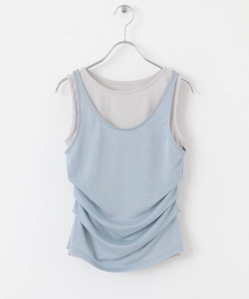 SENSE OF PLACE by URBAN RESEARCH（センスオブプレイスバイアーバンリサーチ）の「シアーレイヤードタンクトップ（タンクトップ・レディース・ベージュ/ライトブルー/ブラック・ONE）」の14枚目の写真