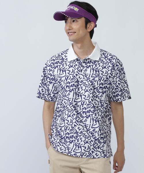 【PEARLY GATES】メッシュジャージ半袖ポロシャツ ＜Bio PG SMILE野菜柄＞