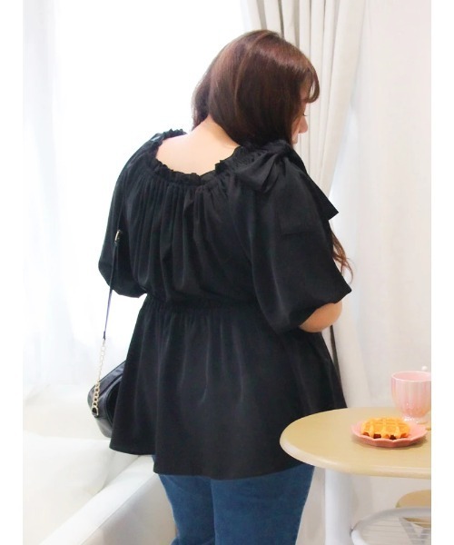 Re-J&SUPURE（リジェイアンドスプル）の「【大きいサイズ】【Kannaコラボ】肩リボンプルオーバー（Tシャツ/カットソー・レディース・ブラック/ピンク・XX-LARGE/XXX-LARGE/XXXX-LARGE）」の19枚目の写真