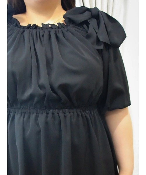 Re-J&SUPURE（リジェイアンドスプル）の「【大きいサイズ】【Kannaコラボ】肩リボンプルオーバー（Tシャツ/カットソー・レディース・ブラック/ピンク・XX-LARGE/XXX-LARGE/XXXX-LARGE）」の12枚目の写真