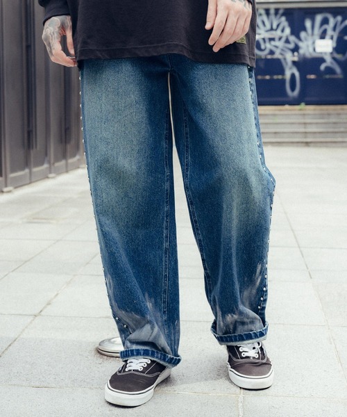 Subciety（サブサエティ）の「Studs denim pants（デニムパンツ・メンズ・インディゴブルー/ブラック・X-LARGE/LARGE/MEDIUM/SMALL）」の2枚目の写真