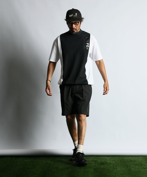 BLACK LABEL〕'A-PACK' MOCK NECK TEE：鹿の子/ドットメッシュ モック