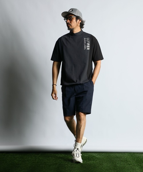 BLACK LABEL〕'A-PACK' MOCK NECK TEE：鹿の子/ドットメッシュ モック