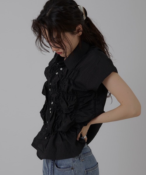 gather design blouse / ギャザーデザインブラウス（シャツ/ブラウス