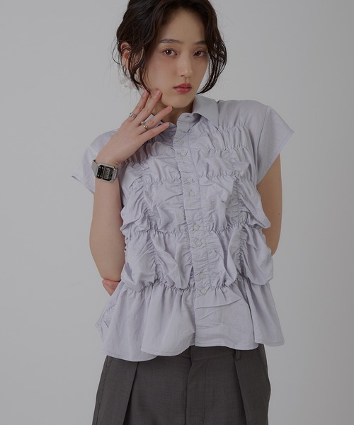 gather design blouse / ギャザーデザインブラウス（シャツ/ブラウス