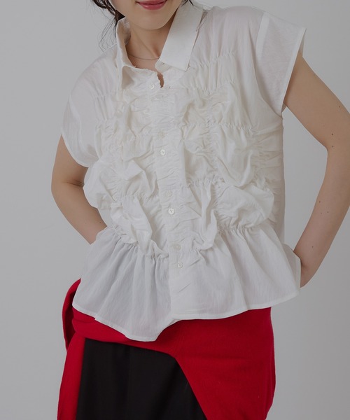 gather design blouse / ギャザーデザインブラウス（シャツ/ブラウス