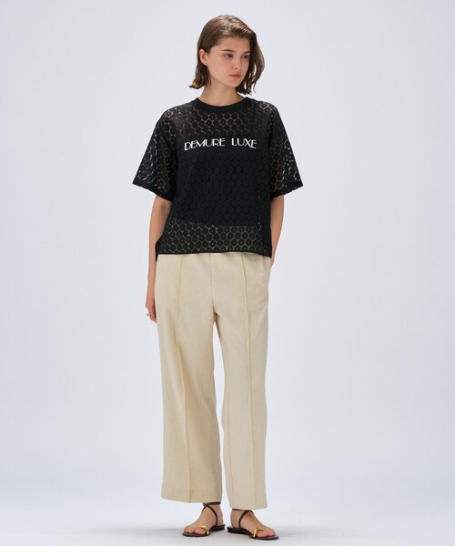 cloenc（クロエンス）の「【手洗い可】レースロゴトップス（Tシャツ/カットソー・レディース・ブラック/ホワイト・02）」の9枚目の写真