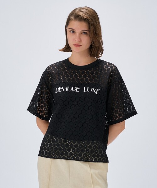 cloenc（クロエンス）の「【手洗い可】レースロゴトップス（Tシャツ/カットソー・レディース・ブラック/ホワイト・02）」の10枚目の写真