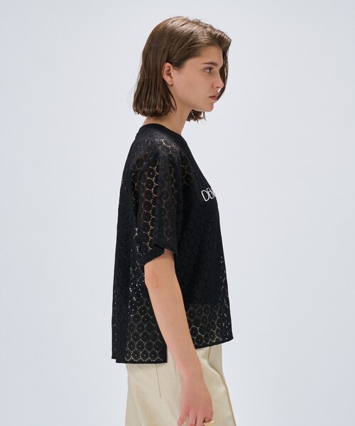 cloenc（クロエンス）の「【手洗い可】レースロゴトップス（Tシャツ/カットソー・レディース・ブラック/ホワイト・02）」の11枚目の写真