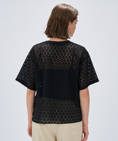 cloenc（クロエンス）の「【手洗い可】レースロゴトップス（Tシャツ/カットソー・レディース・ブラック/ホワイト・02）」の12枚目の写真