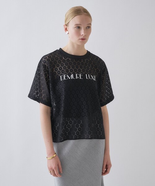 cloenc（クロエンス）の「【手洗い可】レースロゴトップス（Tシャツ/カットソー・レディース・ブラック/ホワイト・02）」の10枚目の写真