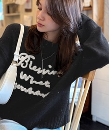 【mily bilet】デイリースタイルを華やかに彩る。コード刺繍ネップニットプルオーバー