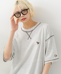 【OUTDOOR EXCHANGE/アウトドアエクスチェンジ】×【ZERO STAIN/ゼロステイン】コラボ 配色 3本針ステッチ クルーネック Tシャツ