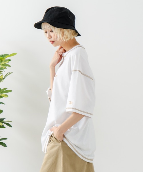 OUTDOOR EXCHANGE(アウトドアエクスチェンジ)の「【OUTDOOR EXCHANGE/アウトドアエクスチェンジ】×【ZERO STAIN/ゼロステイン】コラボ 配色 3本針ステッチ クルーネック Tシャツ(Tシャツ/カットソー・メンズ・ホワイト/アイボリー・MEDIUM/LARGE)」の19枚目の写真