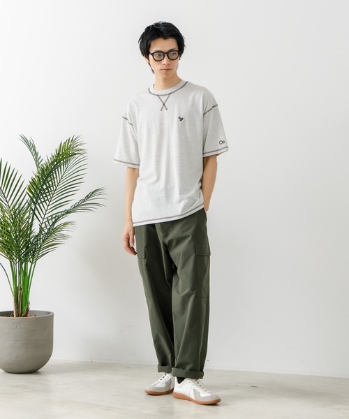 OUTDOOR EXCHANGE(アウトドアエクスチェンジ)の「【OUTDOOR EXCHANGE/アウトドアエクスチェンジ】×【ZERO STAIN/ゼロステイン】コラボ 配色 3本針ステッチ クルーネック Tシャツ(Tシャツ/カットソー・メンズ・ホワイト/アイボリー・MEDIUM/LARGE)」の10枚目の写真