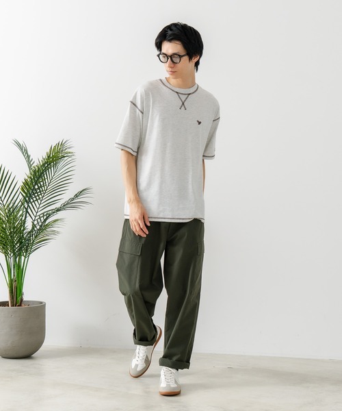 OUTDOOR EXCHANGE(アウトドアエクスチェンジ)の「【OUTDOOR EXCHANGE/アウトドアエクスチェンジ】×【ZERO STAIN/ゼロステイン】コラボ 配色 3本針ステッチ クルーネック Tシャツ(Tシャツ/カットソー・メンズ・ホワイト/アイボリー・MEDIUM/LARGE)」の8枚目の写真