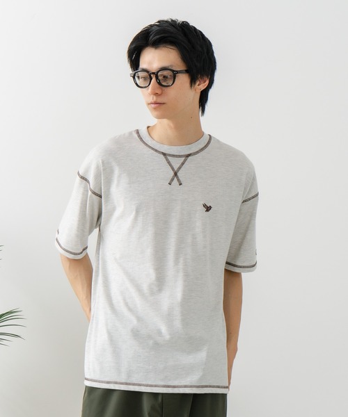 OUTDOOR EXCHANGE(アウトドアエクスチェンジ)の「【OUTDOOR EXCHANGE/アウトドアエクスチェンジ】×【ZERO STAIN/ゼロステイン】コラボ 配色 3本針ステッチ クルーネック Tシャツ(Tシャツ/カットソー・メンズ・ホワイト/アイボリー・MEDIUM/LARGE)」の9枚目の写真