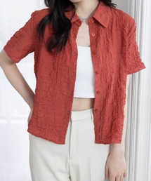 clear | ワッシャー半袖シャツブラウス[ショート丈 ミニ丈 二の腕カバー]≪SS新作≫(シャツ/ブラウス)