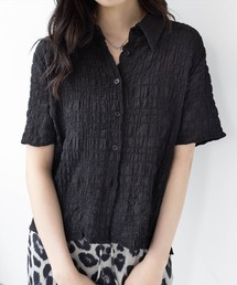 clear | ワッシャー半袖シャツブラウス[ショート丈 ミニ丈 二の腕カバー]≪SS新作≫(シャツ/ブラウス)