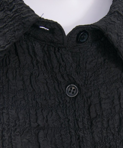 clear（クリア）の「ワッシャー半袖シャツブラウス[ショート丈 ミニ丈 二の腕カバー ポコポコ]（シャツ/ブラウス・レディース・ブラック/オフホワイト/テラコッタ・F）」の8枚目の写真