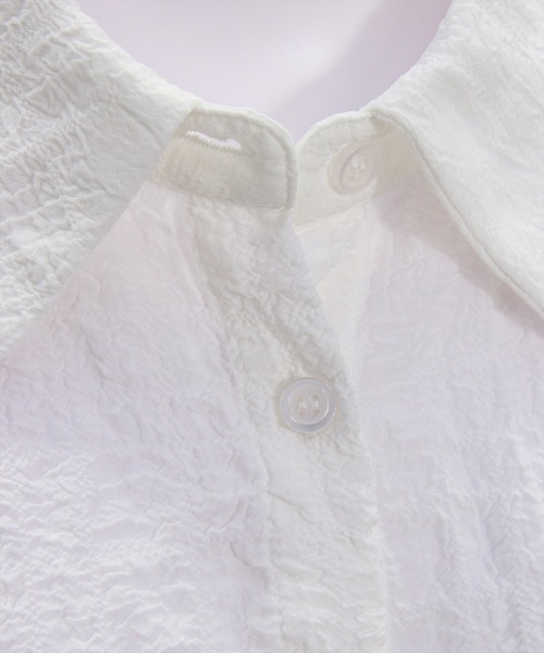 clear（クリア）の「ワッシャー半袖シャツブラウス[ショート丈 ミニ丈 二の腕カバー ポコポコ]（シャツ/ブラウス・レディース・ブラック/オフホワイト/テラコッタ・F）」の9枚目の写真