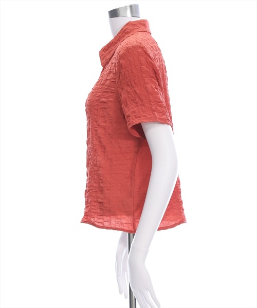 clear（クリア）の「ワッシャー半袖シャツブラウス[ショート丈 ミニ丈 二の腕カバー ポコポコ]（シャツ/ブラウス・レディース・ブラック/オフホワイト/テラコッタ・F）」の11枚目の写真