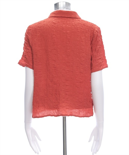 clear（クリア）の「ワッシャー半袖シャツブラウス[ショート丈 ミニ丈 二の腕カバー ポコポコ]（シャツ/ブラウス・レディース・ブラック/オフホワイト/テラコッタ・F）」の13枚目の写真