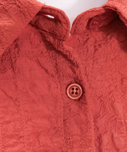 clear（クリア）の「ワッシャー半袖シャツブラウス[ショート丈 ミニ丈 二の腕カバー ポコポコ]（シャツ/ブラウス・レディース・ブラック/オフホワイト/テラコッタ・F）」の15枚目の写真