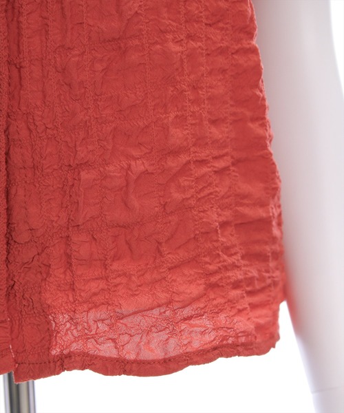 clear（クリア）の「ワッシャー半袖シャツブラウス[ショート丈 ミニ丈 二の腕カバー ポコポコ]（シャツ/ブラウス・レディース・ブラック/オフホワイト/テラコッタ・F）」の17枚目の写真