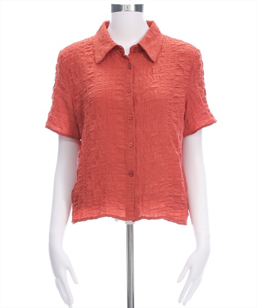 clear（クリア）の「ワッシャー半袖シャツブラウス[ショート丈 ミニ丈 二の腕カバー ポコポコ]（シャツ/ブラウス・レディース・ブラック/オフホワイト/テラコッタ・F）」の19枚目の写真