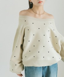 ハート刺繍ニットプルオーバー