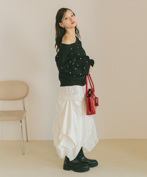 VANNIE U(ヴァニーユー)の「ハート刺繍ニットプルオーバー(ニット/セーター・レディース・ブラック/アイボリー・FREE)」の19枚目の写真