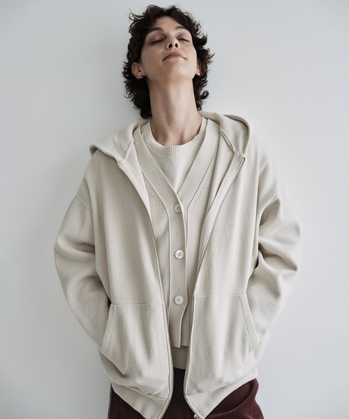 SALON adam et rope'（サロン アダム エ ロペ）の「ジップパーカー-CreamyCotton /クリーミーコットン-（パーカー・レディース・ブラウン/オフホワイト/ブラック・FREE）」の5枚目の写真