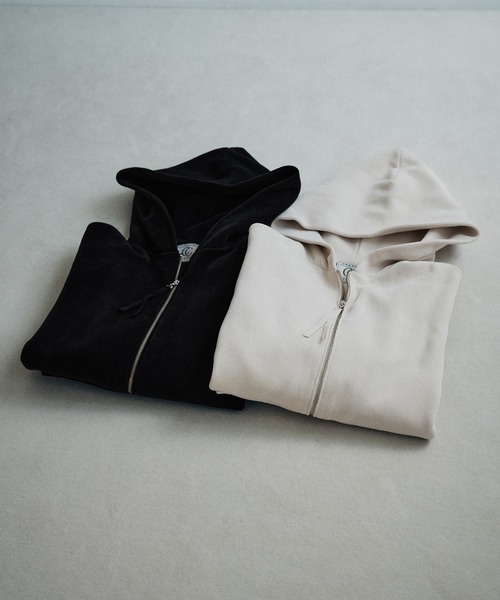 SALON adam et rope'（サロン アダム エ ロペ）の「ジップパーカー-CreamyCotton /クリーミーコットン-（パーカー・レディース・ブラウン/オフホワイト/ブラック・FREE）」の4枚目の写真