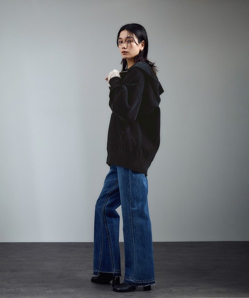 SALON adam et rope'（サロン アダム エ ロペ）の「ジップパーカー-CreamyCotton /クリーミーコットン-（パーカー・レディース・ブラウン/オフホワイト/ブラック・FREE）」の12枚目の写真