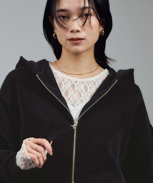 SALON adam et rope'（サロン アダム エ ロペ）の「ジップパーカー-CreamyCotton /クリーミーコットン-（パーカー・レディース・ブラウン/オフホワイト/ブラック・FREE）」の14枚目の写真