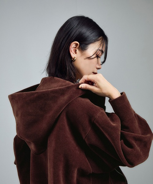 SALON adam et rope'（サロン アダム エ ロペ）の「ジップパーカー-CreamyCotton /クリーミーコットン-（パーカー・レディース・ブラウン/オフホワイト/ブラック・FREE）」の21枚目の写真