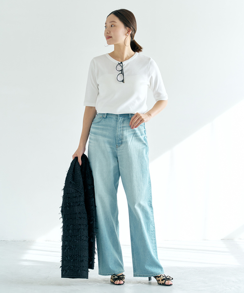 IENA（イエナ）の「《追加2》コットンフライスハーフスリーブプルオーバー（Tシャツ/カットソー・レディース・ブラック/ホワイト/ベージュ・FREE）」の16枚目の写真