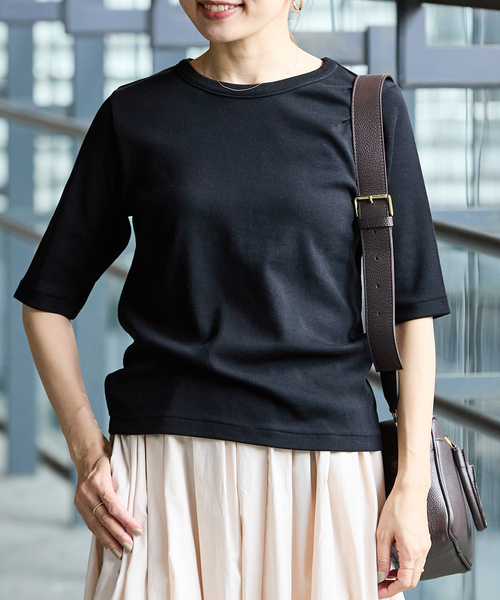 IENA（イエナ）の「《追加2》コットンフライスハーフスリーブプルオーバー（Tシャツ/カットソー・レディース・ブラック/ホワイト/ベージュ・FREE）」の20枚目の写真