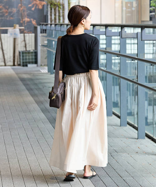 IENA（イエナ）の「《追加2》コットンフライスハーフスリーブプルオーバー（Tシャツ/カットソー・レディース・ブラック/ホワイト/ベージュ・FREE）」の4枚目の写真