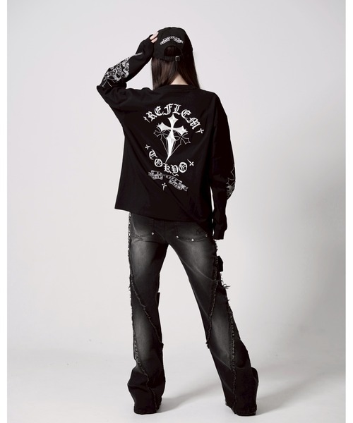 レフレム　カットソー REFLEM/レフレム』クロス刺繍L/S Tee/ロングスリーブカットソー