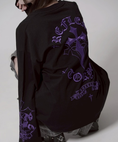REFLEM/レフレム』クロス刺繍L/S Tee/ロングスリーブカットソー