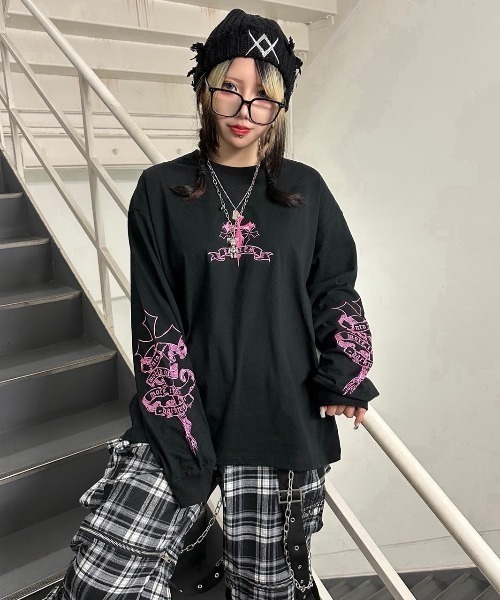 REFLEM/レフレム』クロス刺繍L/S Tee/ロングスリーブカットソー（T