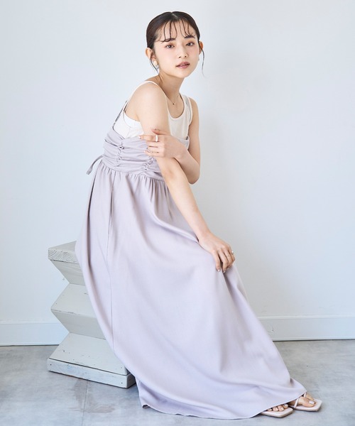 mil(ミル)の「フロントギャザー キャミワンピース 【587146】(ワンピース・レディース・ブラック/グレイッシュベージュ/モカ・XS/S)」の10枚目の写真
