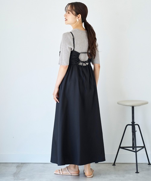 mil(ミル)の「フロントギャザー キャミワンピース 【587146】(ワンピース・レディース・ブラック/グレイッシュベージュ/モカ・XS/S)」の6枚目の写真