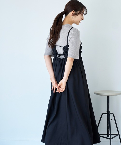 mil(ミル)の「フロントギャザー キャミワンピース 【587146】(ワンピース・レディース・ブラック/グレイッシュベージュ/モカ・XS/S)」の7枚目の写真