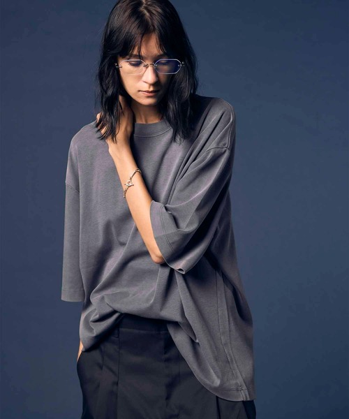 MAISON SPECIAL(メゾンスペシャル)の「《UNISEX》【EX】Prime-Over Pigment Smooth Crew Neck T-Shirt/プライムオーバーピグメントスムースクルーネックTシャツ【MAISON SPECIAL/メゾンスペシャル】(Tシャツ/カットソー・メンズ・ブルー/ブラック/ライトグレー/パープル・0/1/2)」の9枚目の写真