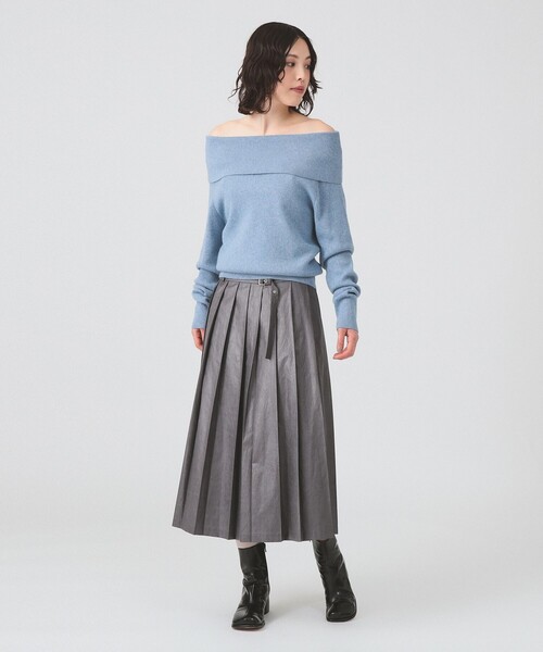 Ray BEAMS（レイビームス）の「レザーライクプリーツ スカート（スカート・レディース・ブラック/グレー・0/1）」の9枚目の写真