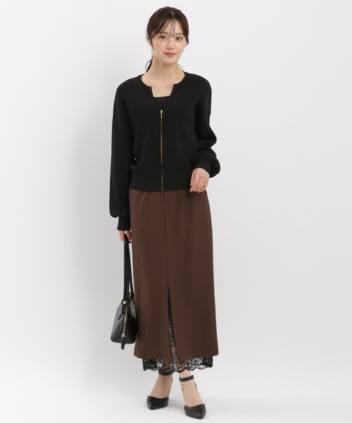 Andemiu(アンデミュウ)の「【リブシリーズ】ZIPカーディガン581461(カーディガン/ボレロ・レディース・グレー/ブラック/グリーン/モカ・FREE)」の8枚目の写真